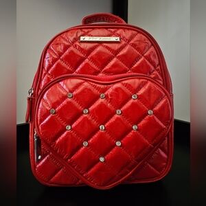 Blood Red Heart Quilted Backpack by Betsey Johnson